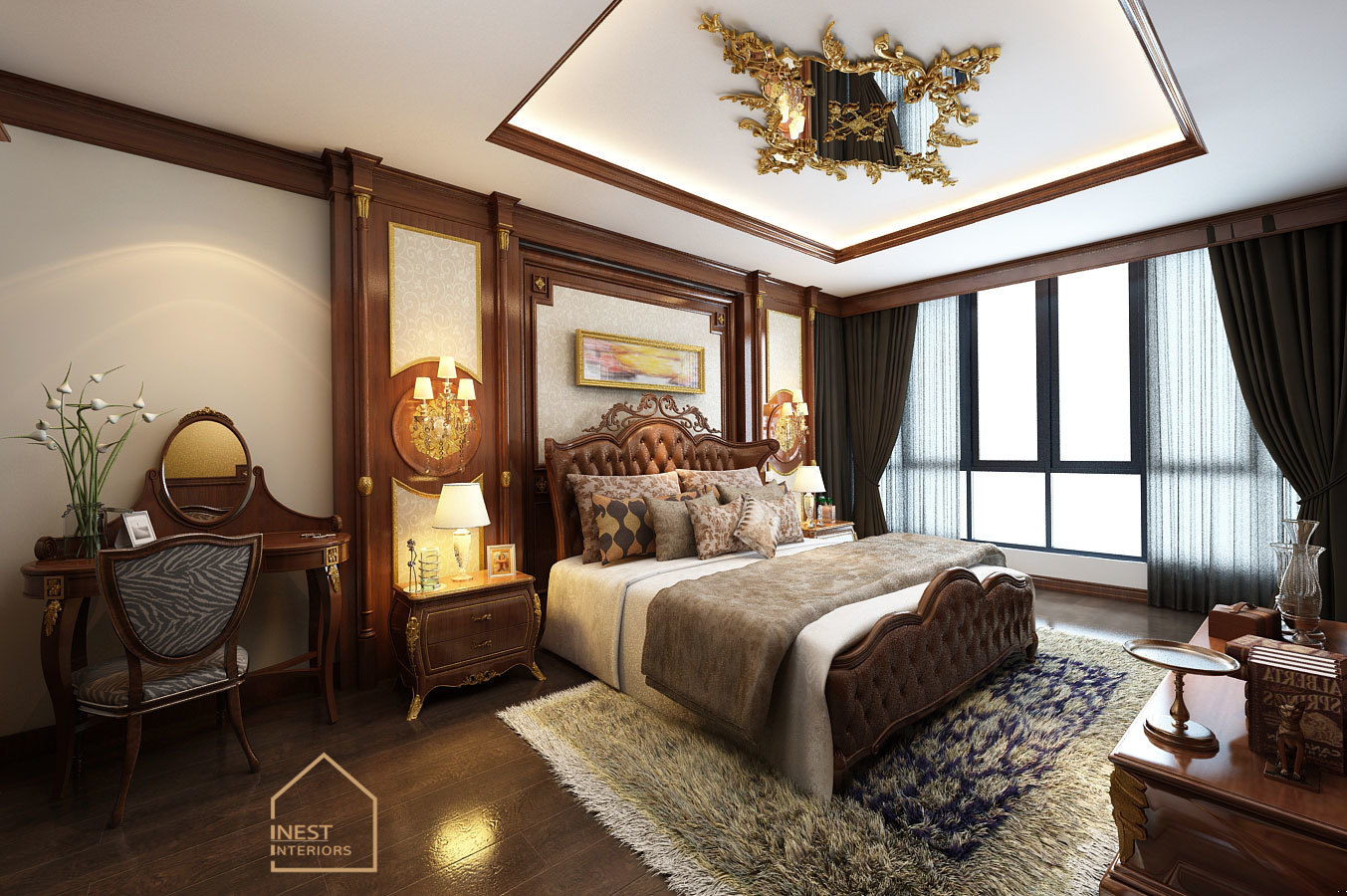 Gam màu đặc trưng của phong cách Tân cổ điển được sử dụng cho phòng ngủ